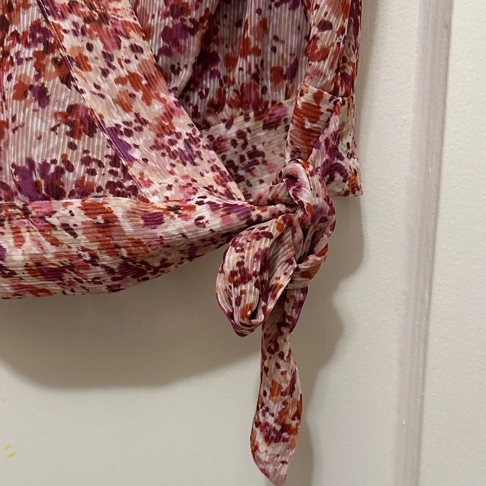 Banana Republic Floral Wrap Blouse - Pink and Red - Picture 8 of 13